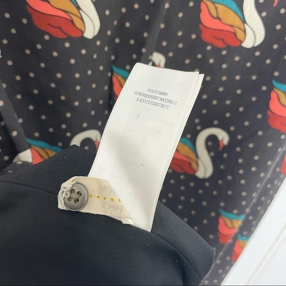Fossil Swan Print Silk Shift Dress Black XS -186 - Picture 10 of 12